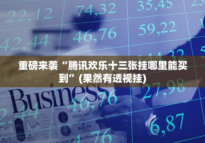 重磅来袭“腾讯欢乐十三张挂哪里能买到”(果然有透视挂)