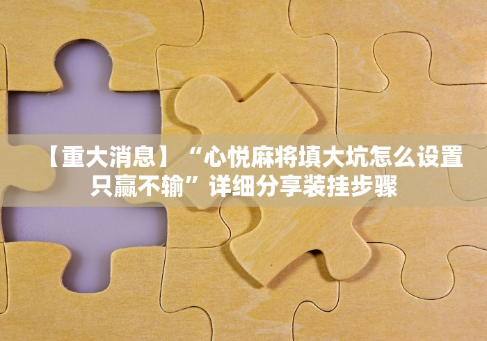 【重大消息】“心悦麻将填大坑怎么设置只赢不输”详细分享装挂步骤